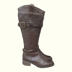 Fabianelli Italy brown leather faux fur lining riding boots C330 Sz US 7.5 EU 40